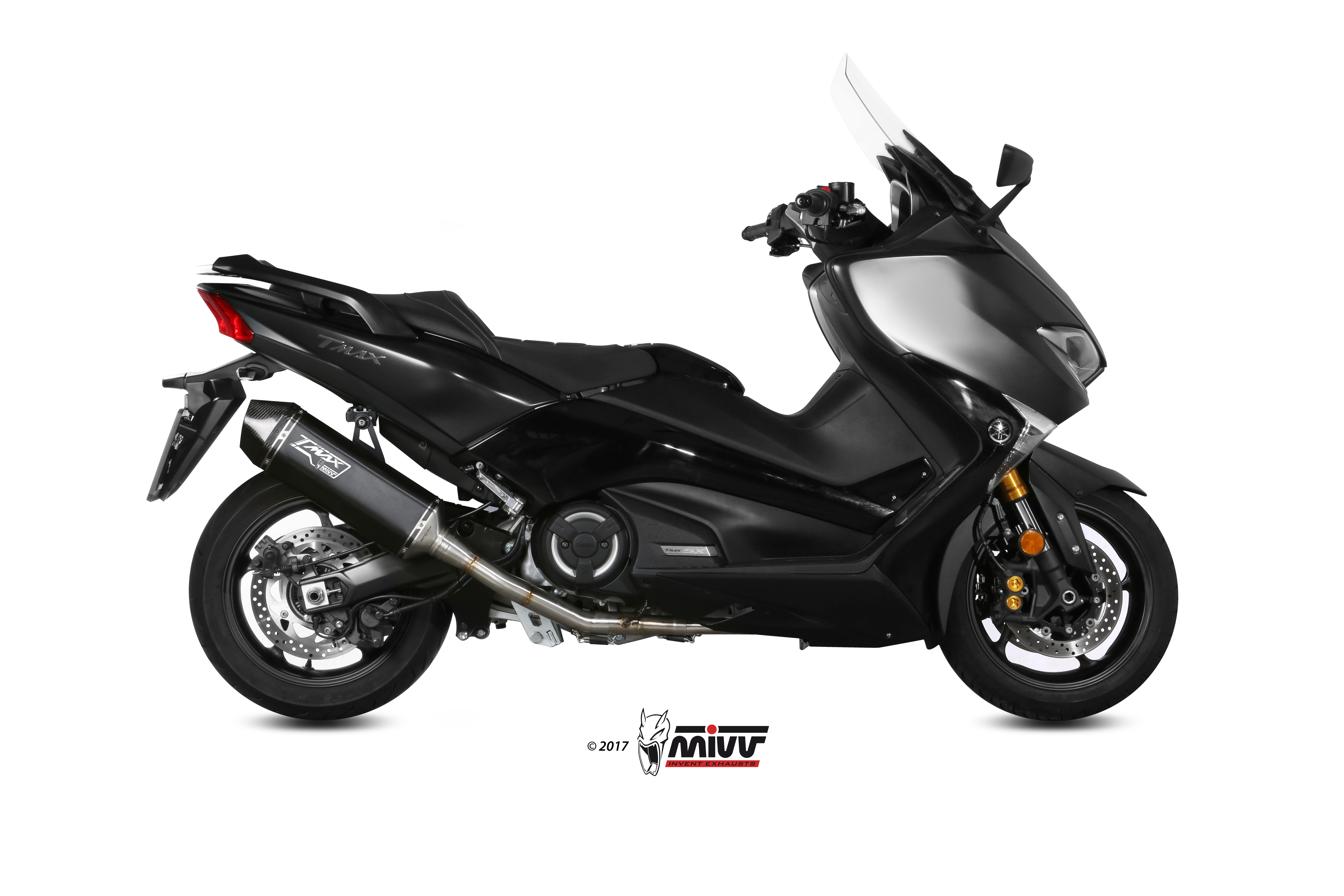 Mivv Speed Edge RVS Black TMax Logo Compleet Uitlaatsysteem met E-keur Yamaha T-Max 560 2020 > 2021
