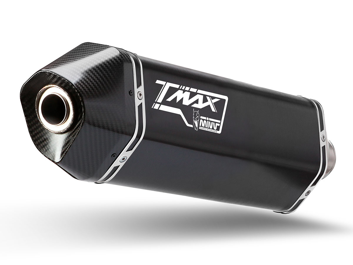 Mivv Speed Edge RVS Black TMax Logo Compleet Uitlaatsysteem met EURO4 Keuring Yamaha T-Max 530 2017 > 2019