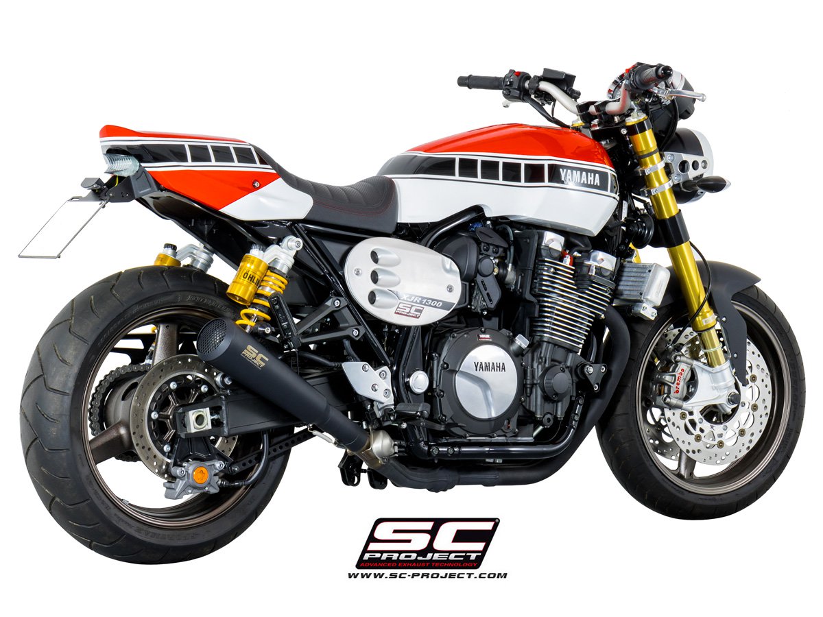 SC Project Conico '70s RVS Black Slip-on Einddemper met E-keur Yamaha XJR 1300 / Racer 2015 - 2016