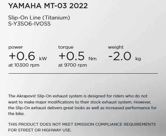 Akrapovic Slip-on Line Titanium Einddemper zonder E-keur Yamaha MT 03 2022 - 2024