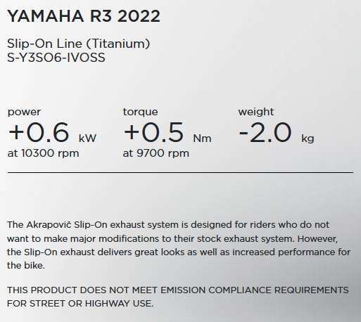 Akrapovic Slip-on Line Titanium Einddemper zonder E-keur Yamaha R3 2022 - 2023