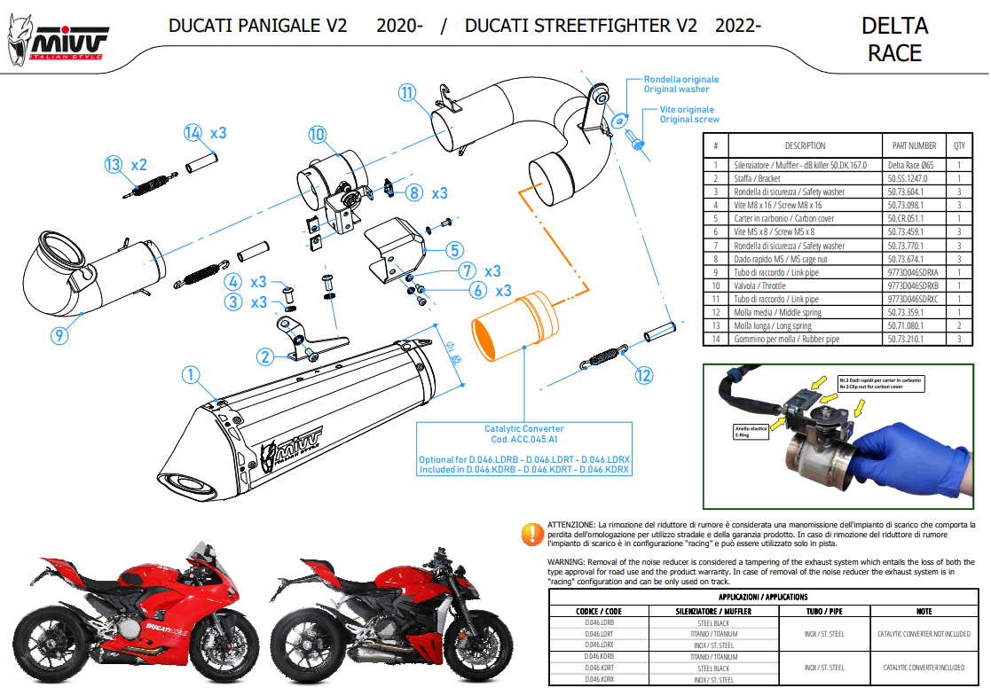 Mivv Delta Race RVS Einddemper met E-keur Ducati Streetfighter V2 2022 > 2024