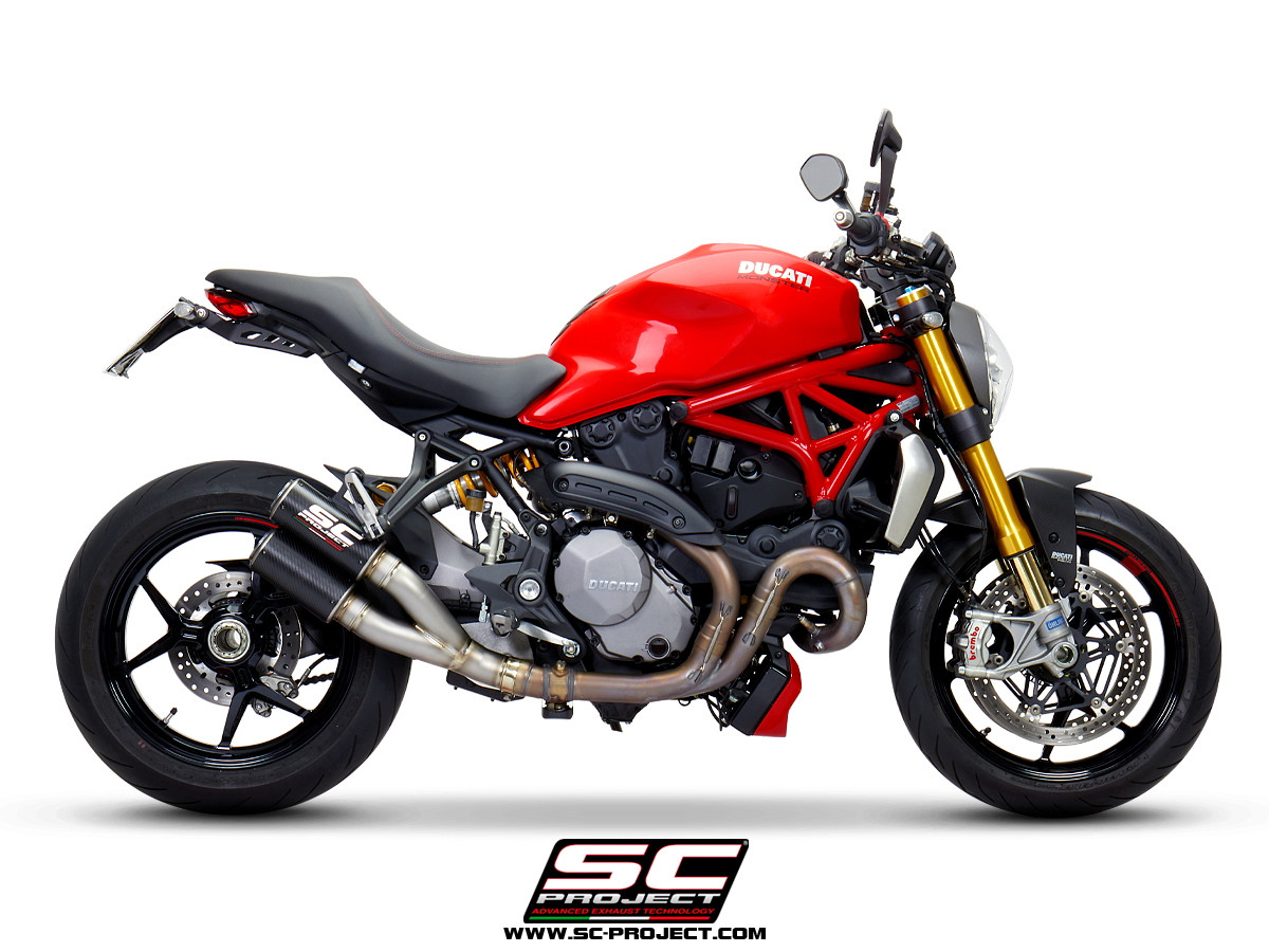 SC-Project CR-T Carbon Double Exit Einddemper zonder E-keur Ducati Monster 1200 R 2016