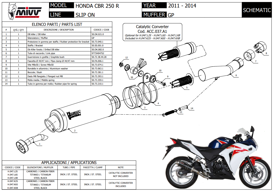 Mivv GP Titanium Slip-on Einddemper met E-keur Honda CBR 250 R 2011 > 2014
