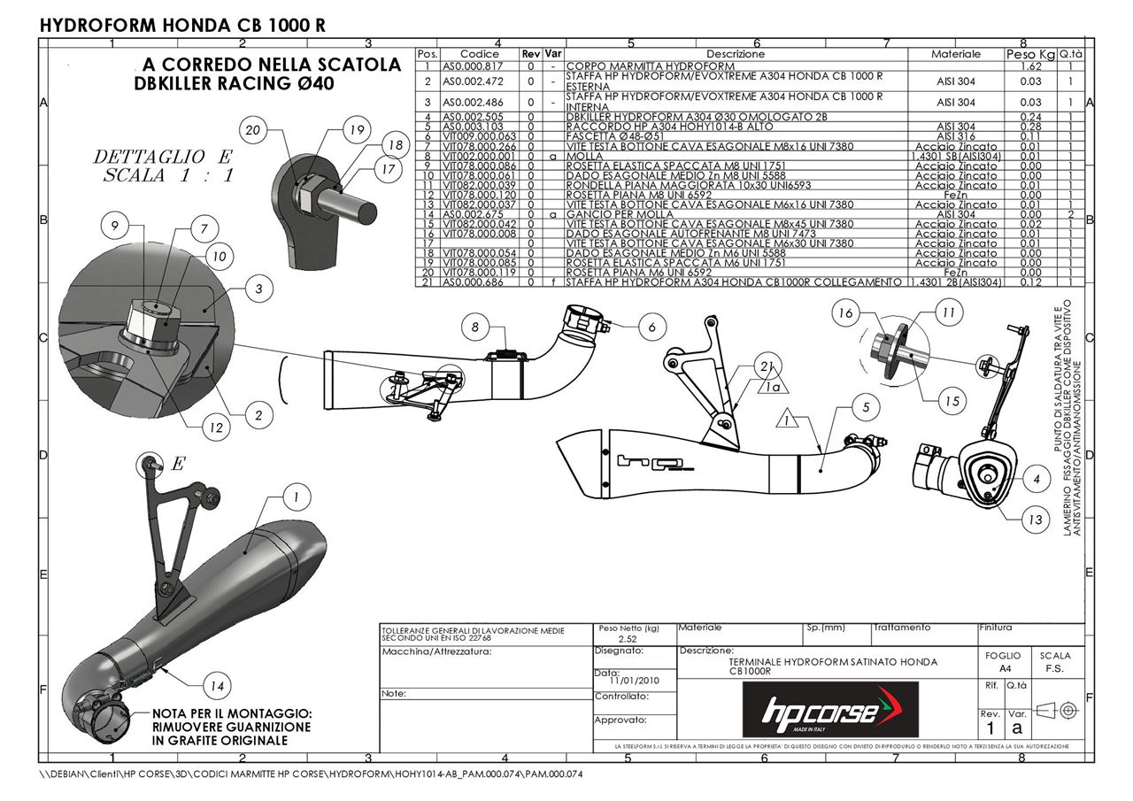 HP Corse Hydroform RVS Slip-on Einddemper met E-keur Honda CB 1000 R 2008 > 2017