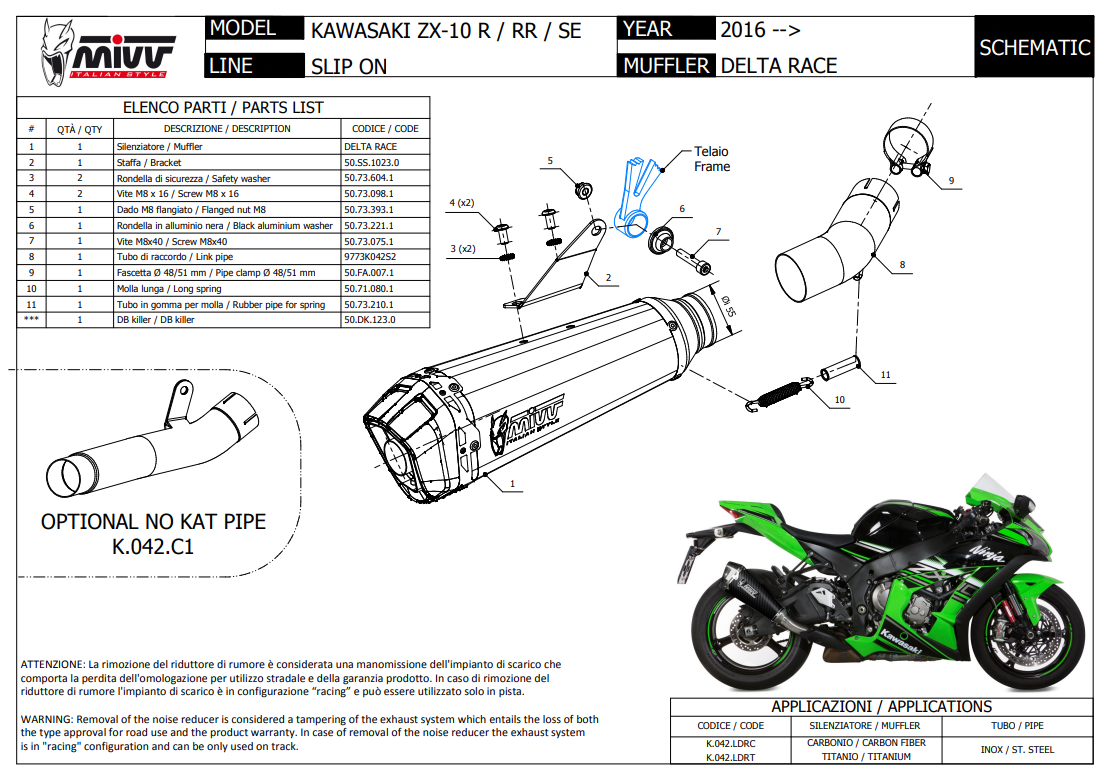 Mivv Delta Race Carbon Einddemper met E-keur Kawasaki ZX-10 R / RR / SE 2016 > 2024