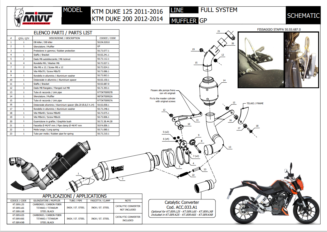 Mivv GP RVS Black Volledig Uitlaatsysteem met E-keur KTM 200 Duke 2012 > 2014