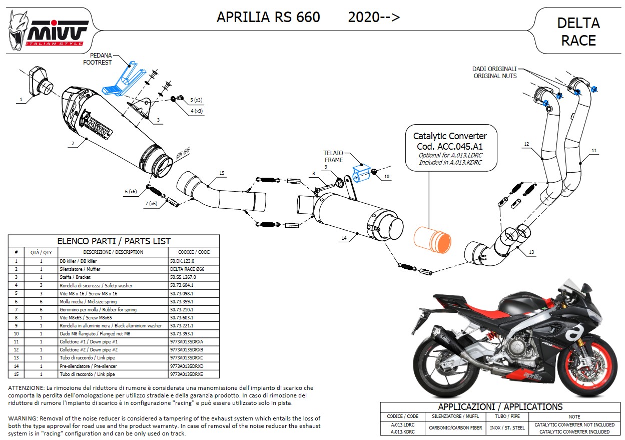 Mivv Delta Race Carbon Compleet Uitlaatsysteem High met E-keur Aprilia RS 660 2020 > 2024