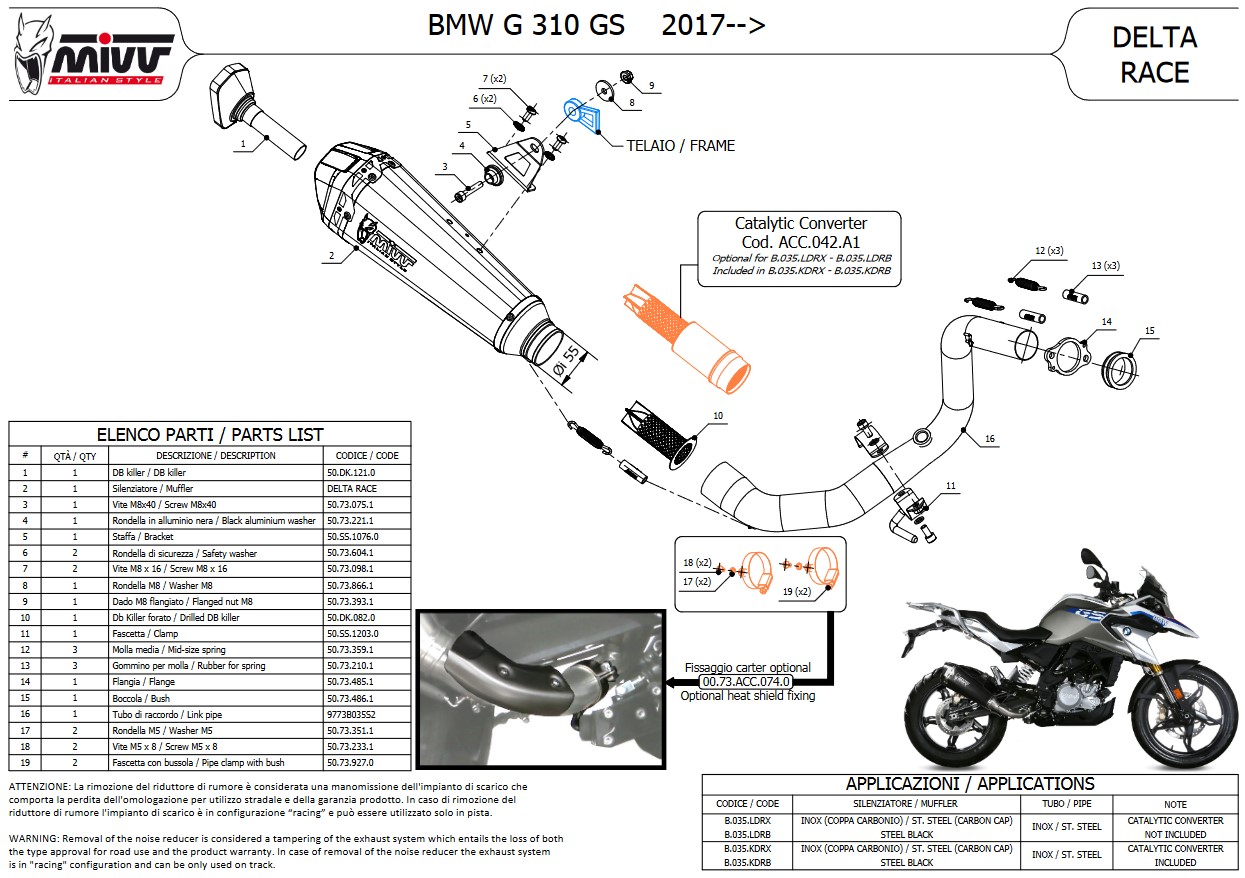 Mivv Delta Race RVS Black Volledig Uitlaatsysteem met E-keur BMW G 310 GS 2017 > 2022