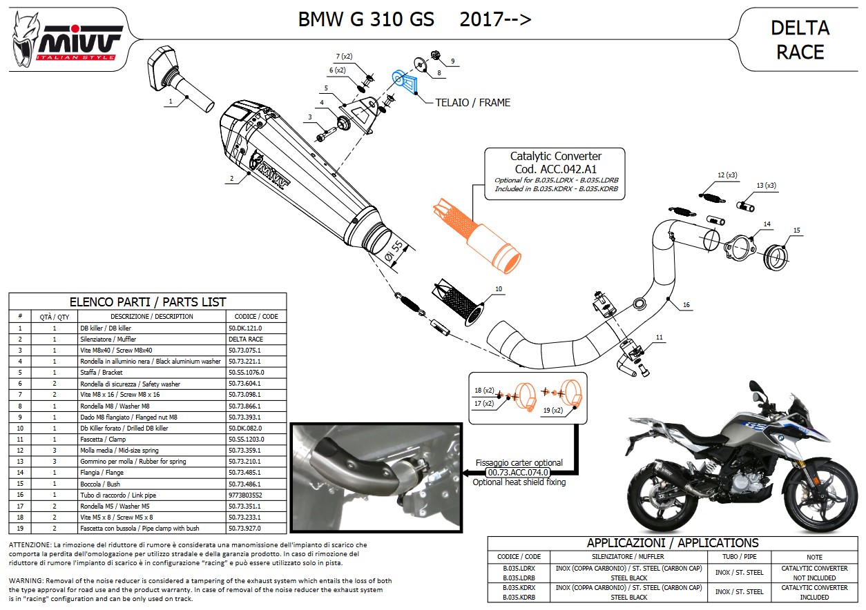Mivv Delta Race RVS Slip-on Einddemper met E-keur BMW G 310 GS 2017 > 2021