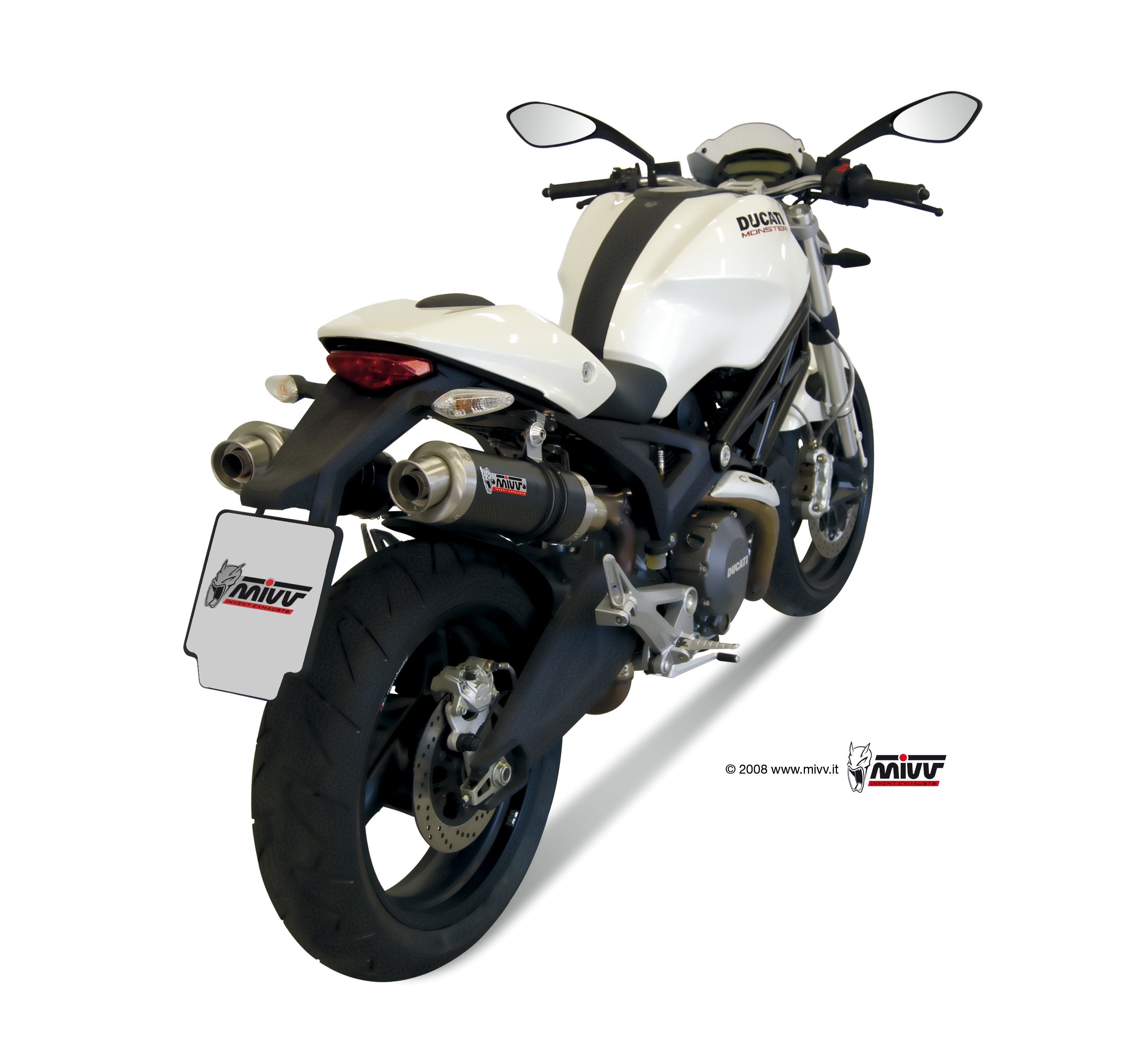 2x Mivv GP Carbon Slip-on Einddempers met E-keur Ducati Monster 696 2008 > 2014