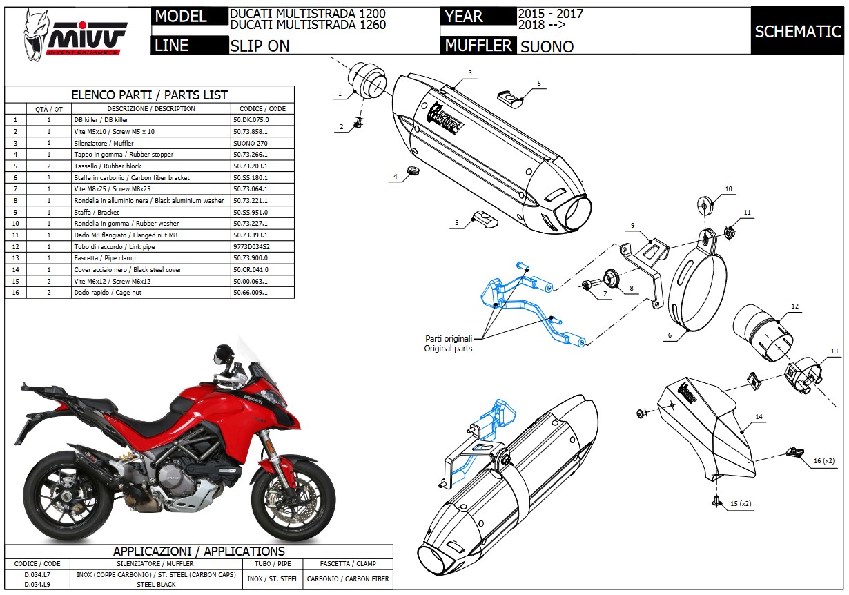 Mivv Suono RVS Black Slip-on Einddemper met E-keur Ducati Multistrada 1200 2015 > 2017