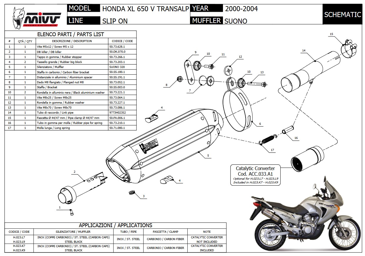 Mivv Suono RVS Black Slip-on Einddemper met E-keur Honda XLV 650 Transalp 2000 > 2004