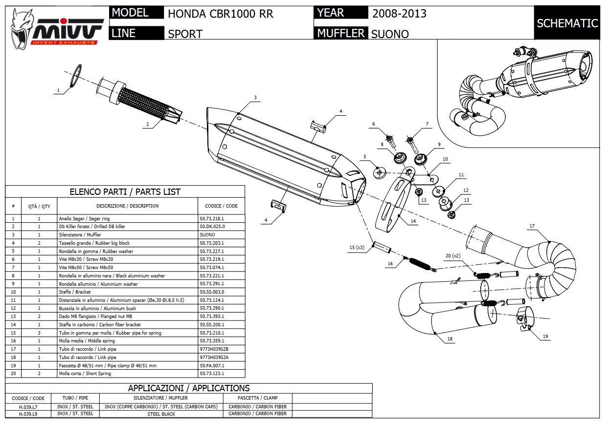 Mivv Suono RVS Black Slip-on Einddemper met E-keur Honda CBR 1000 RR 2008 > 2013