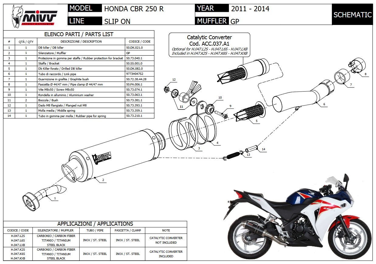 Mivv GP Carbon Slip-on Einddemper met E-keur Honda CBR 250 R 2011 > 2014