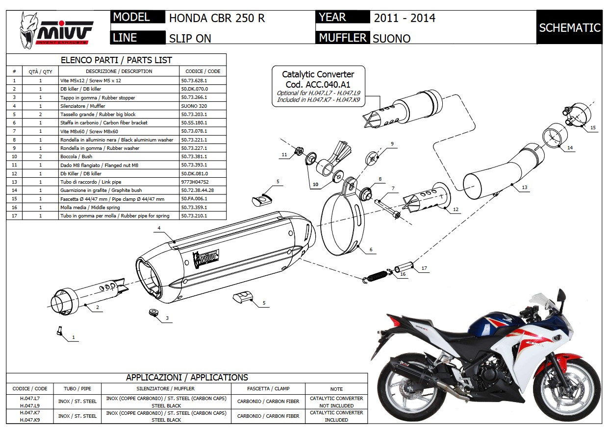Mivv Suono RVS Black Slip-on Einddemper met E-keur Honda CBR 250 R 2011 > 2014
