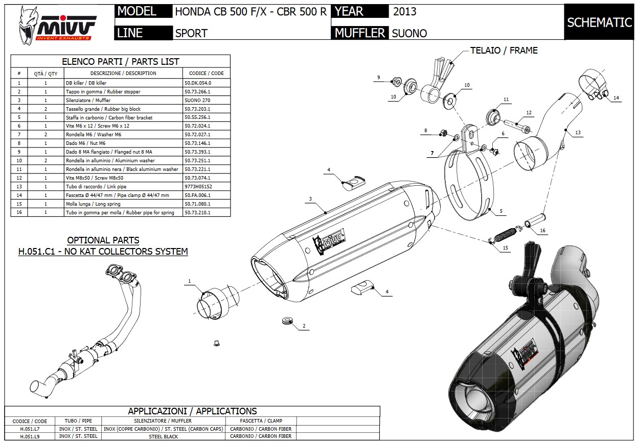 Mivv Suono RVS Black Slip-on Einddemper met E-keur Honda CB 500 F / X 2013 > 2015