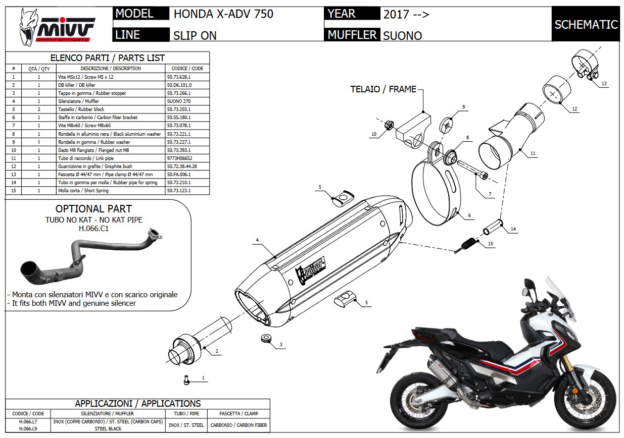 Mivv Suono RVS Black Slip-on Einddemper met E-keur Honda X-ADV 750 2017 > 2022