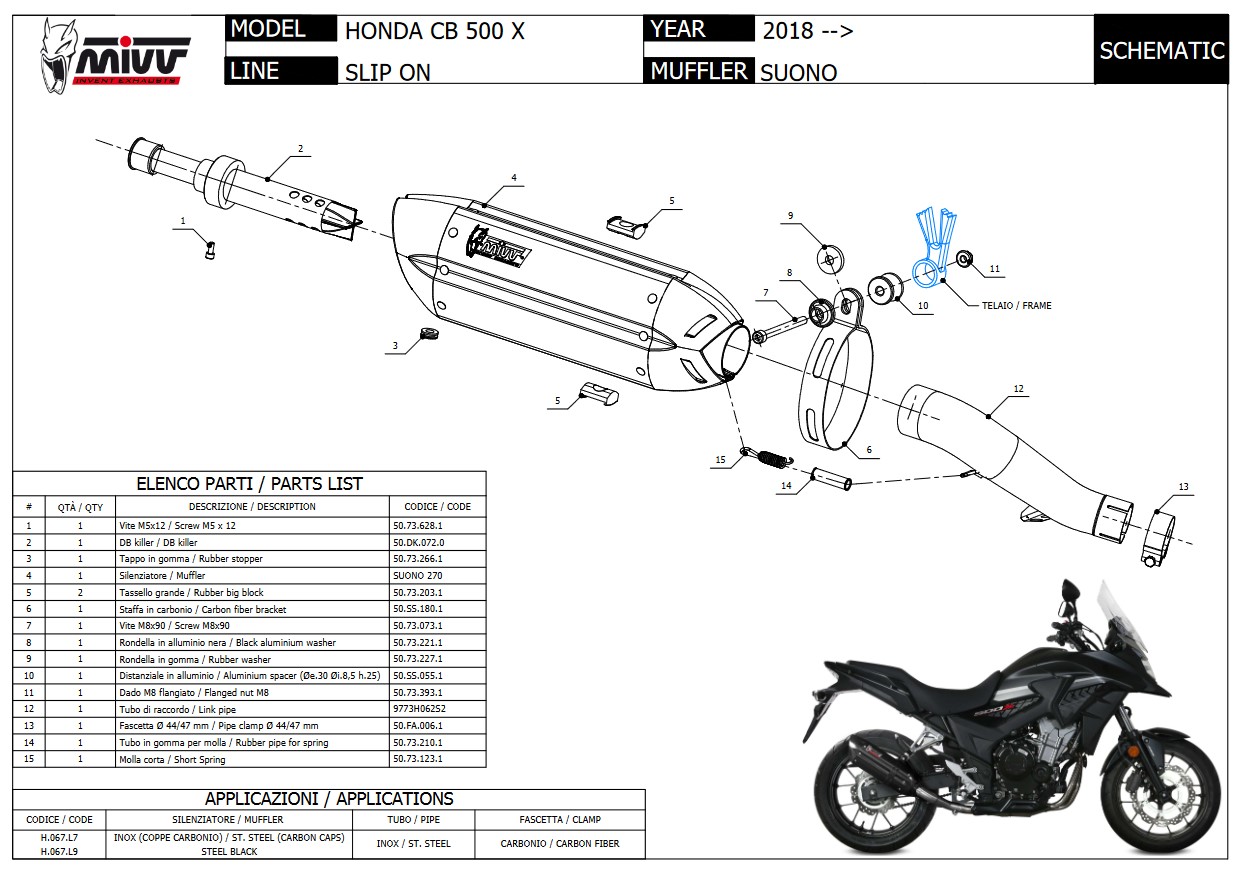 Mivv Suono RVS Black Slip-on Einddemper met E-keur Honda CB 500 X 2017 > 2021