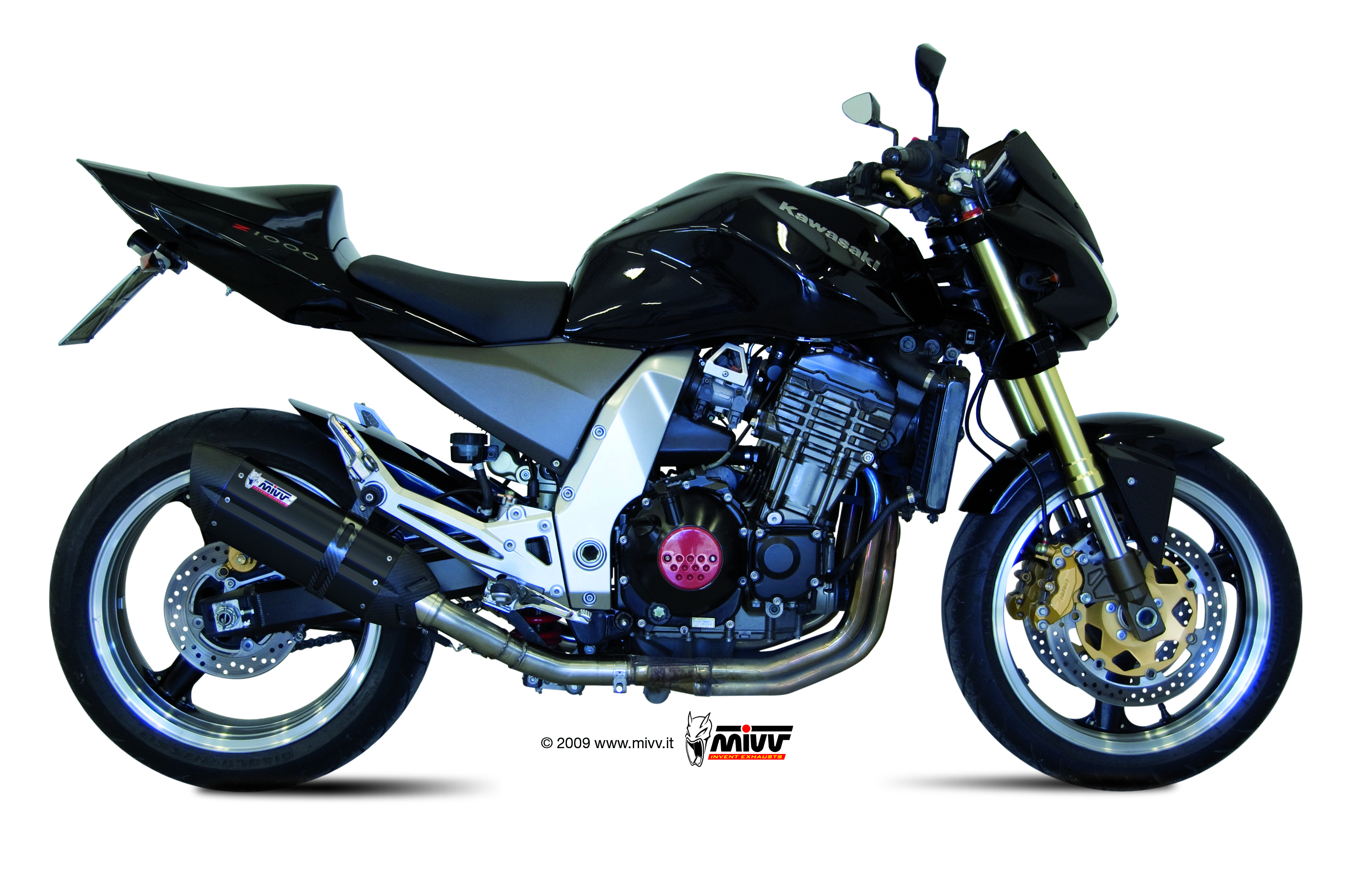 Mivv Suono RVS Black Dubbele Slip-on Einddemper (R+L) met E-keur Kawasaki Z 1000 2003 > 2006
