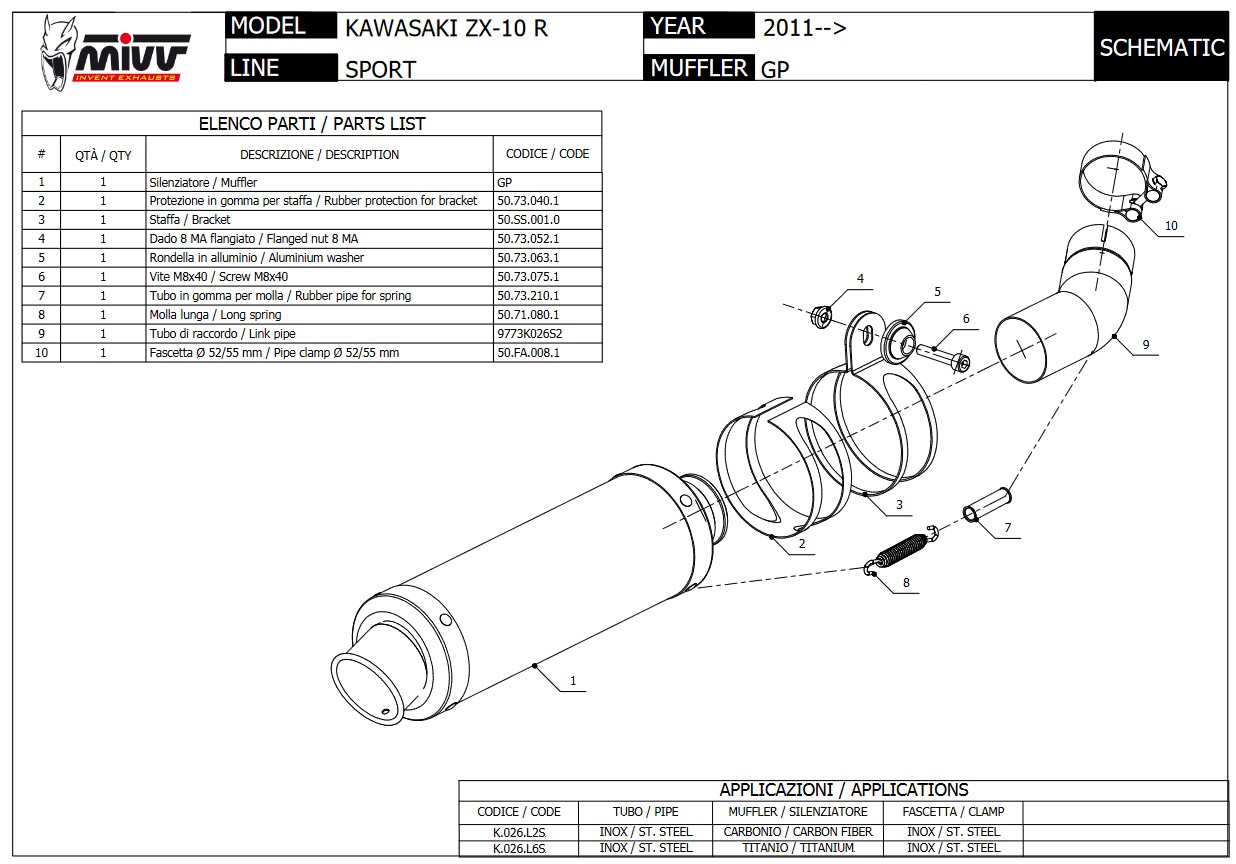 Mivv GP Titanium Slip-on Einddemper met E-keur Kawasaki ZX-10 R 2011 > 2015