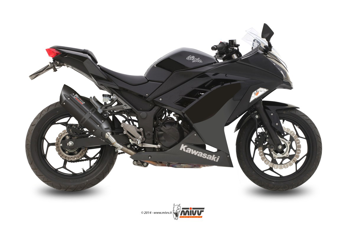 Mivv Suono RVS Black Slip-on Einddemper met E-keur Kawasaki Ninja 300 2013 > 2016