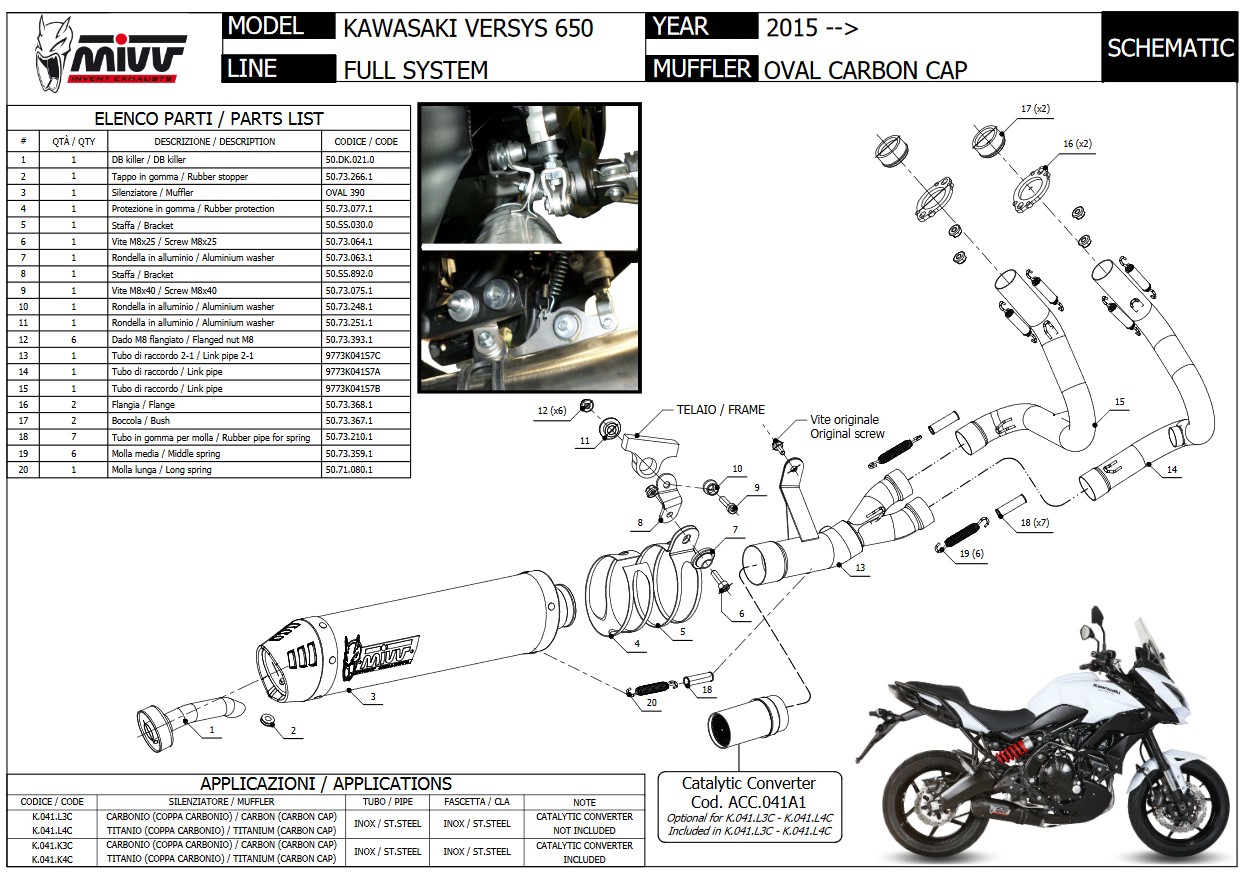 K.041.L3C Mivv Oval Carbon Kawasaki Versys 650 2015-2016