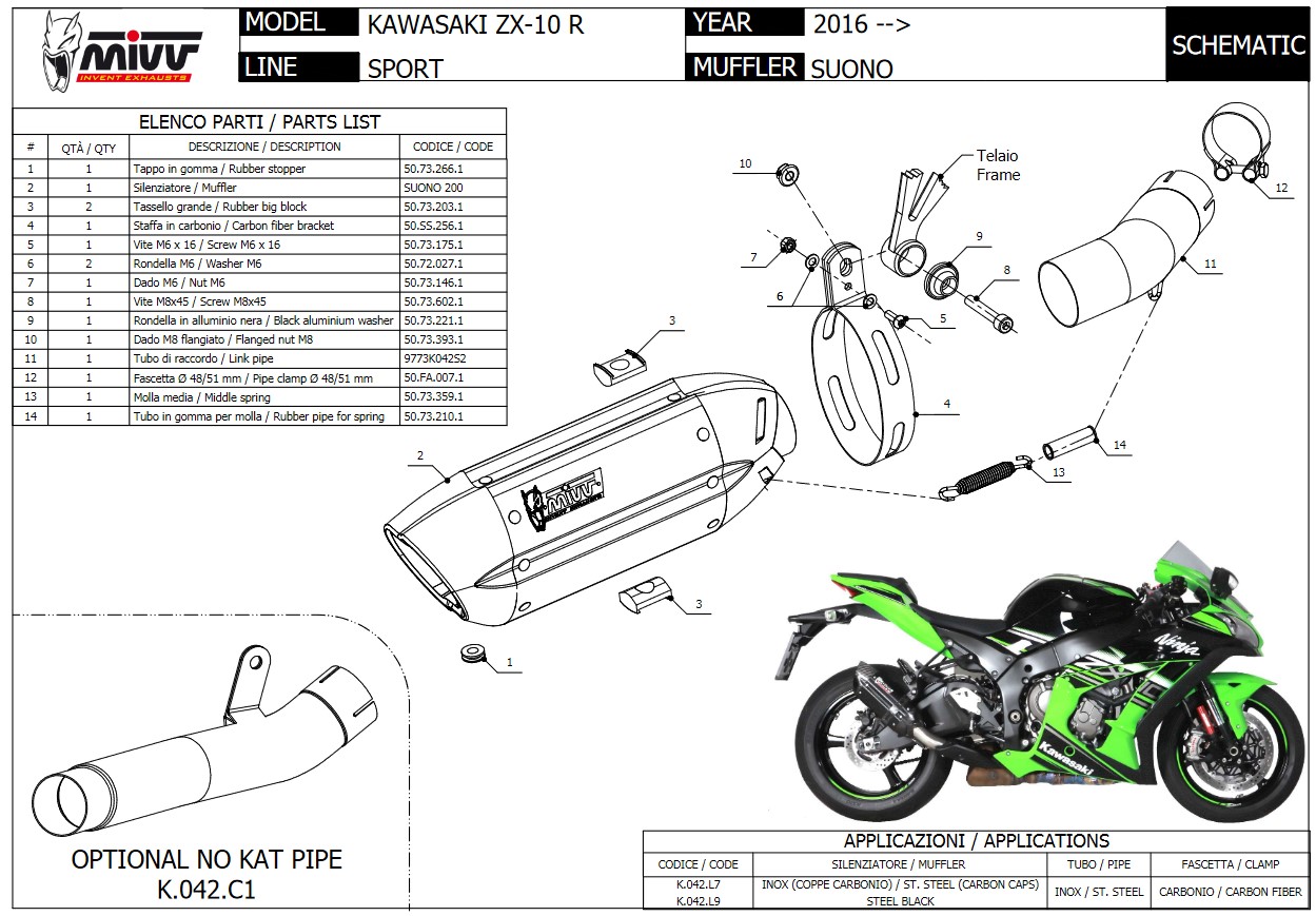 Mivv Suono RVS Slip-on Einddemper met E-keur Kawasaki ZX-10 R / RR 2016 > 2021