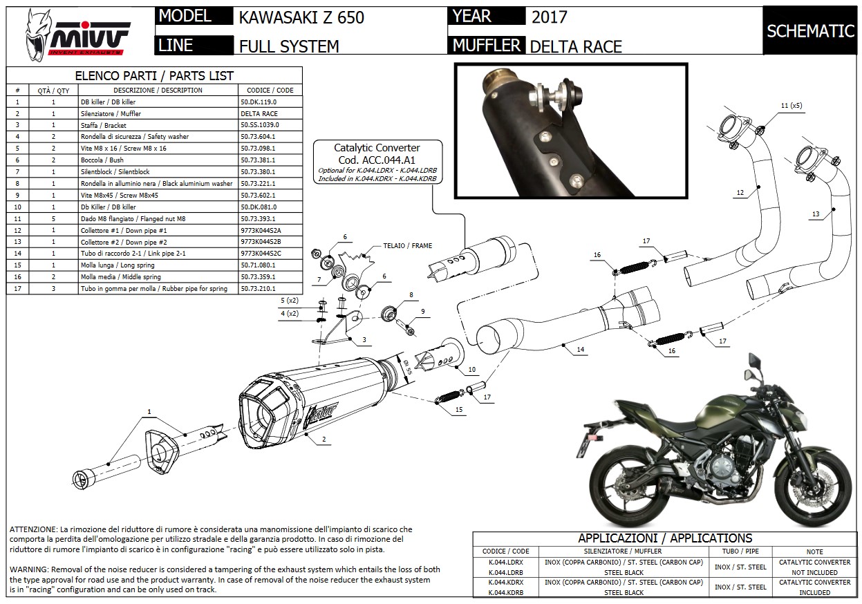 Mivv Delta Race RVS Black Compleet Uitlaatsysteem met E-keur Kawasaki Ninja 650 2017 > 2021