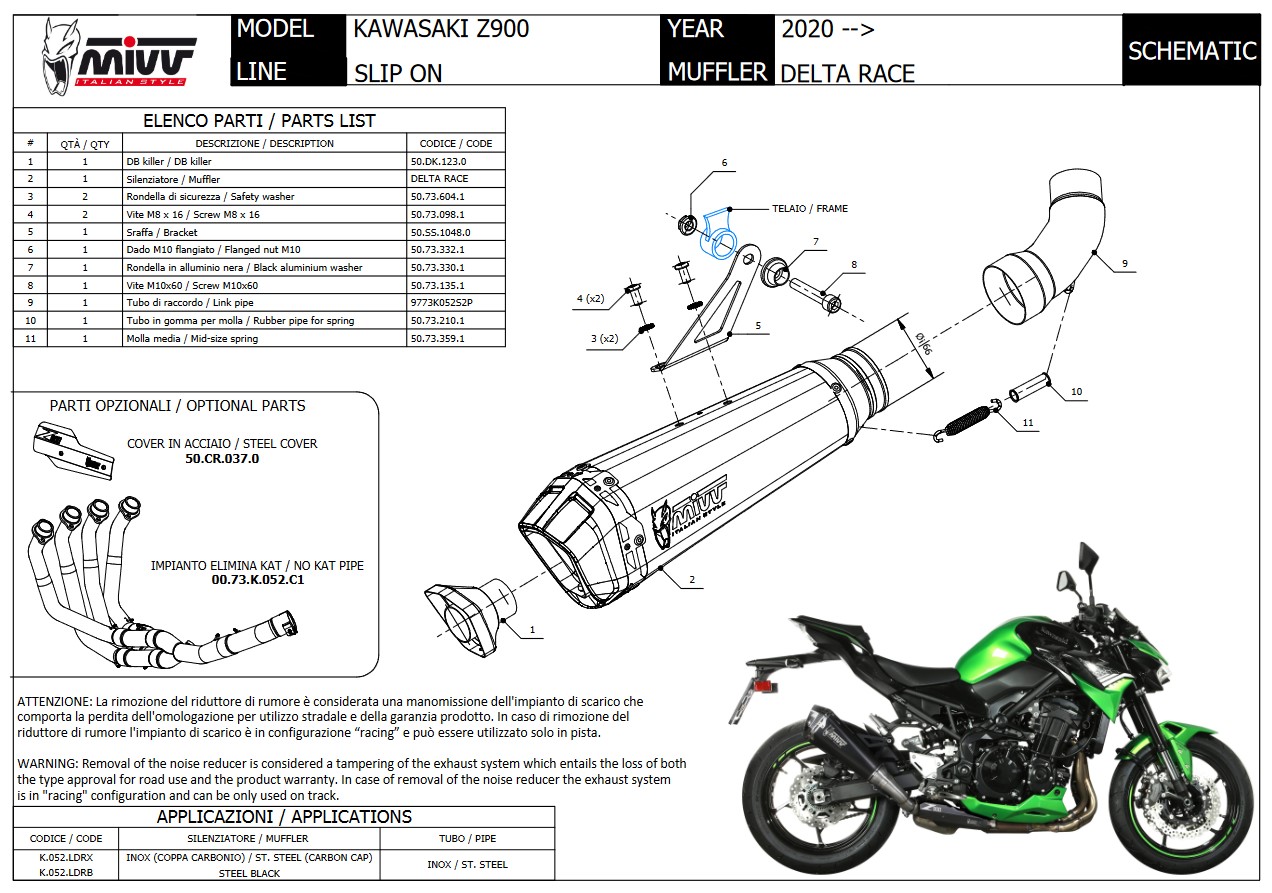 Mivv Delta Race RVS Einddemper met E-keur Kawasaki Z900 2020 - 2022
