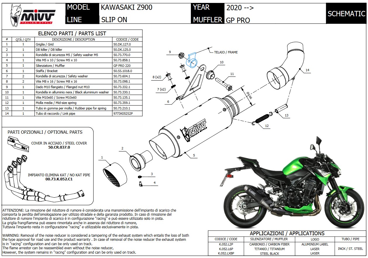 Mivv GP Pro RVS Black Einddemper met E-keur Kawasaki Z900 2020 - 2024