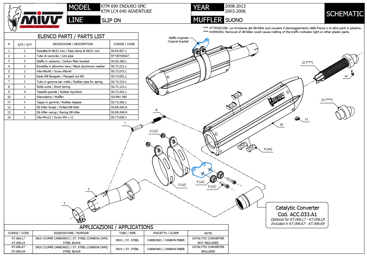 Mivv Suono RVS Slip-on Einddemper met E-keur KTM 690 Enduro / SMC 2008 > 2013