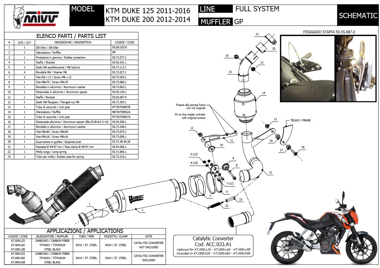 Mivv GP Carbon Compleet Uitlaatsysteem met E-keur KTM 200 Duke 2012 > 2014