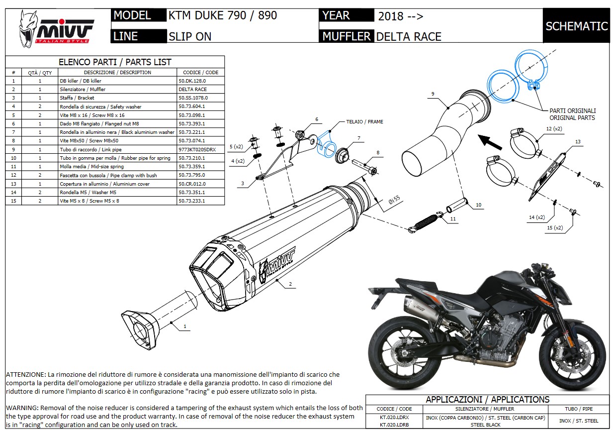 Mivv Delta Race RVS Black Slip-on Einddemper met E-keur KTM 790 DUKE 2018 > 2020