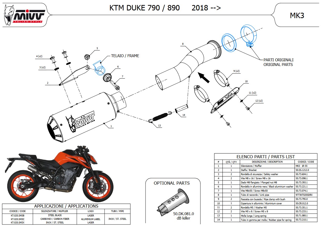 Mivv MK3 RVS Black Einddemper zonder E-keur KTM 890 Duke 2020 > 2024