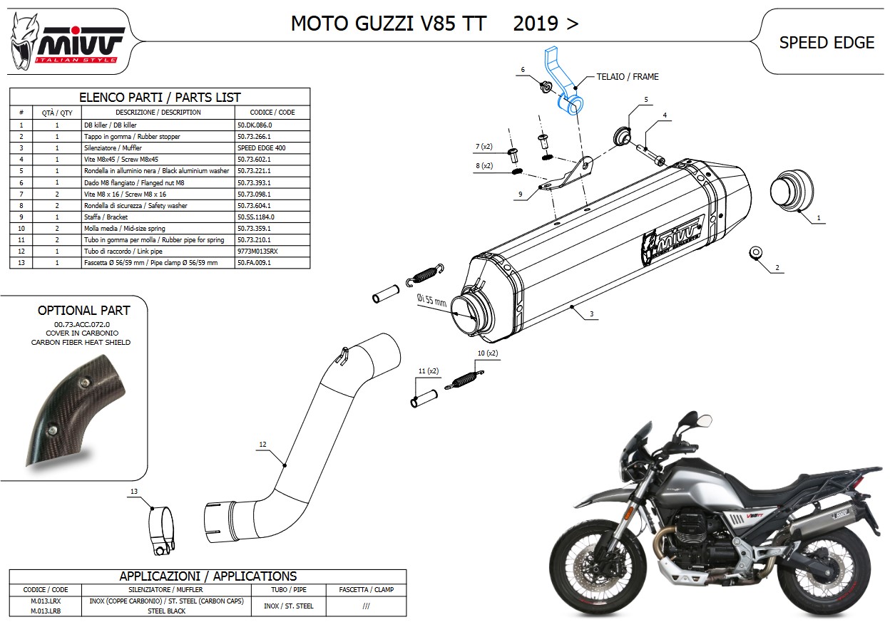 Mivv Speed Edge RVS Slip-on Einddemper met E-keur Moto Guzzi V85 TT 2019 > 2022