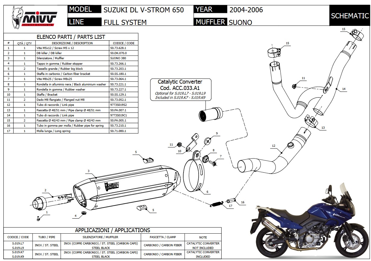 Mivv Suono RVS Black Slip-on Einddemper met E-keur Suzuki DL V-Strom 650 2004 > 2006