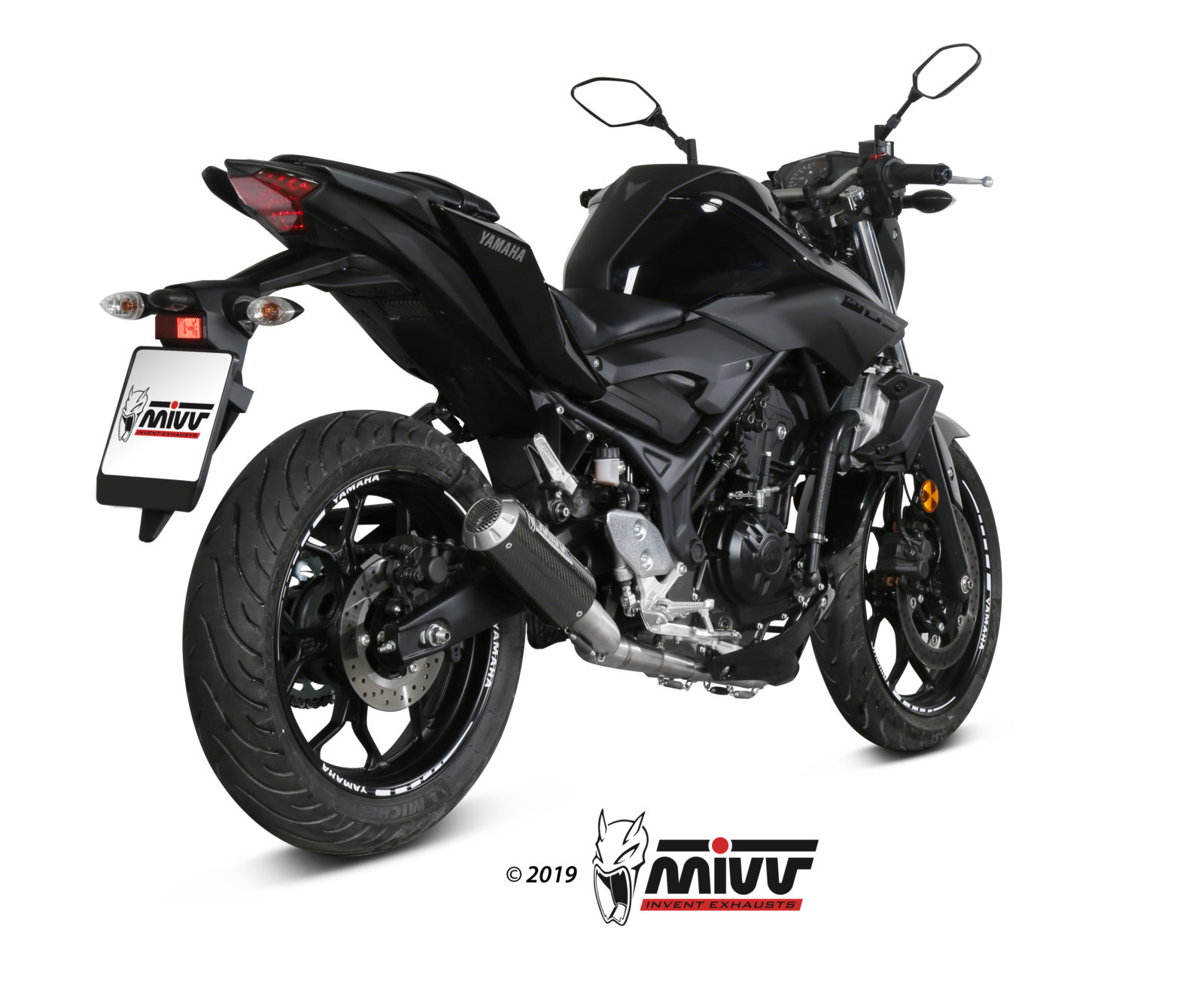 Mivv MK3 Carbon Compleet Uitlaatsysteem zonder E-keur Yamaha MT03 2016 > 2023