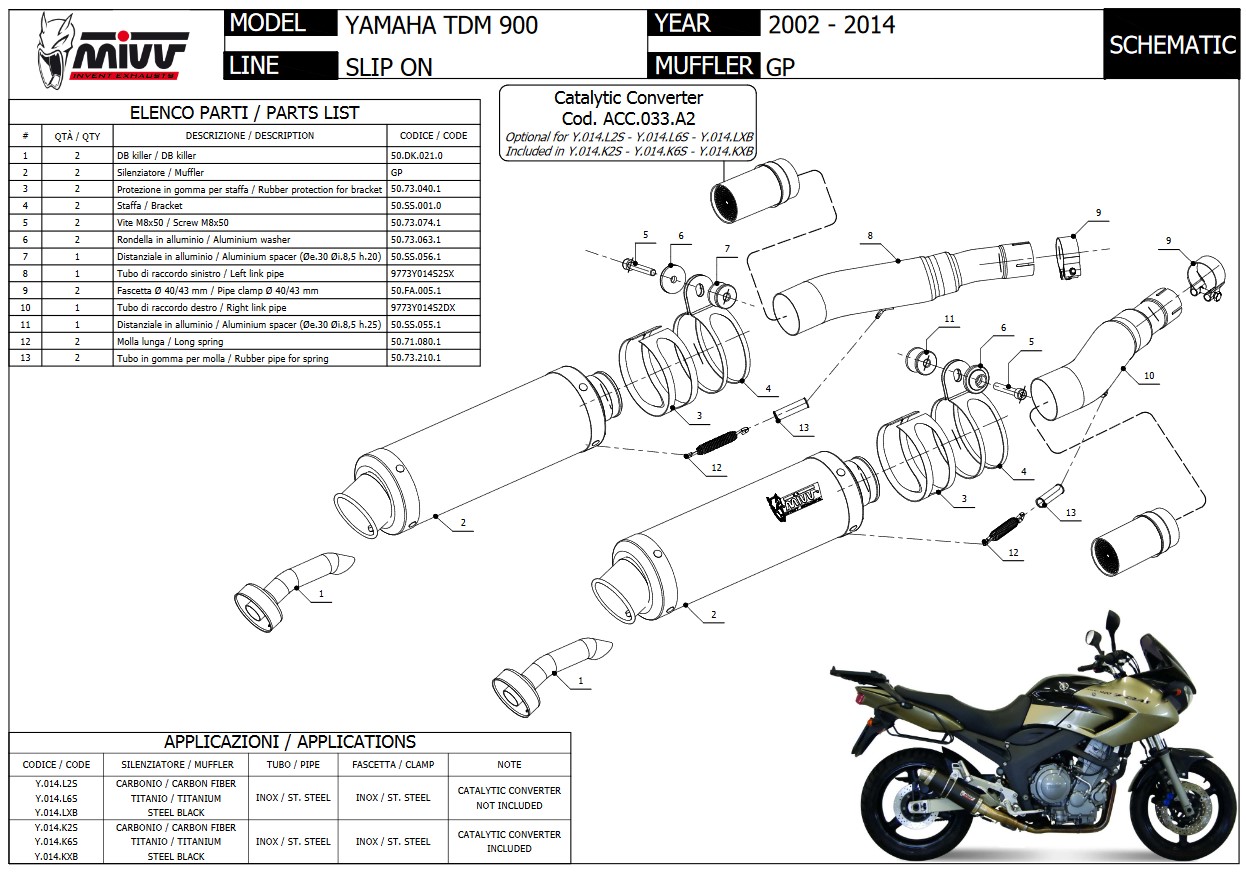 Mivv GP RVS Black Slip-on Dubbele Einddemper (L+R) met E-keur Yamaha TDM 900 2002 > 2014