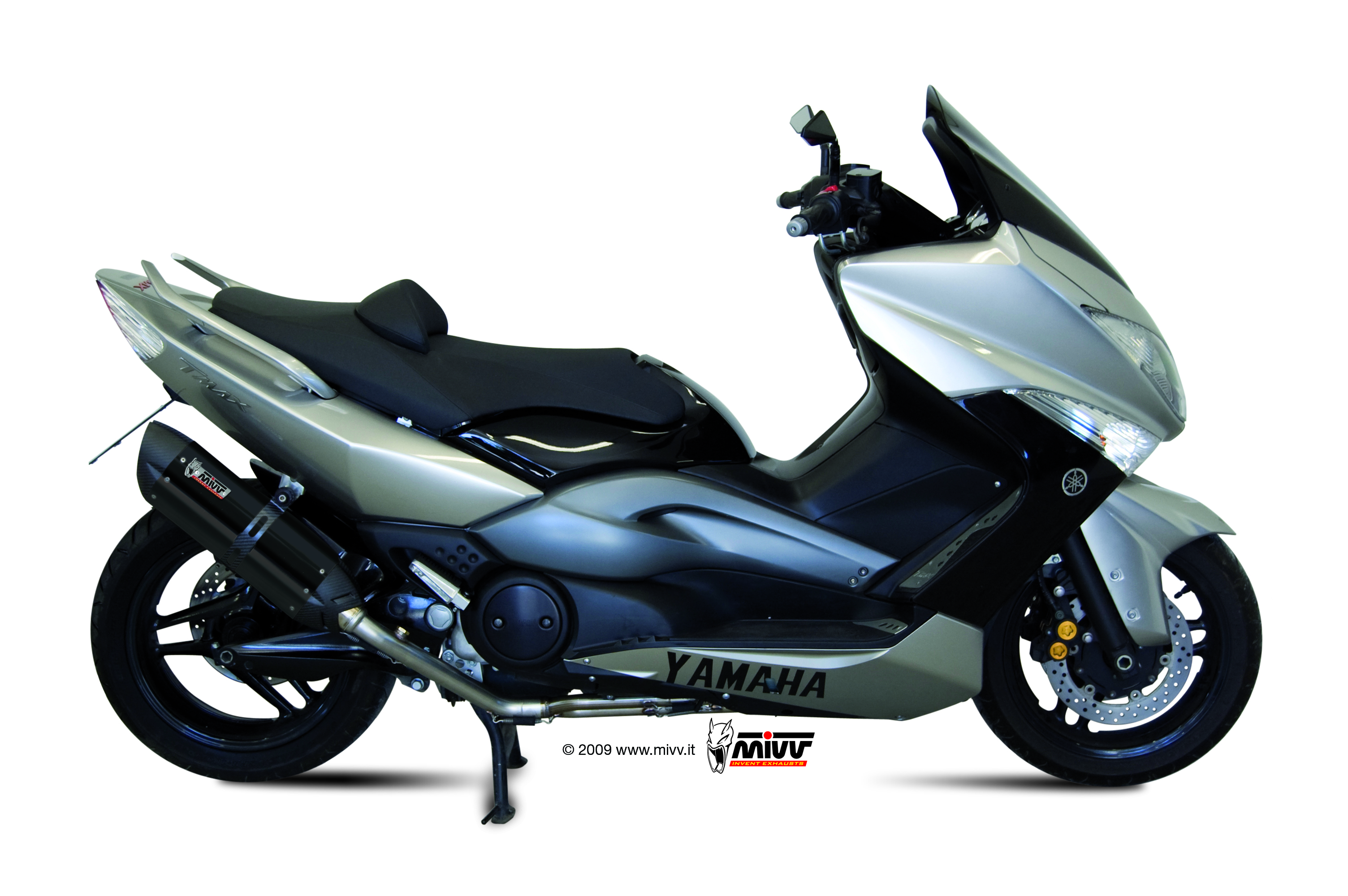 Mivv Suono RVS Black Compleet 2in1 Uitlaatsysteem met E-keur Yamaha T-MAX 500 2008 > 2011