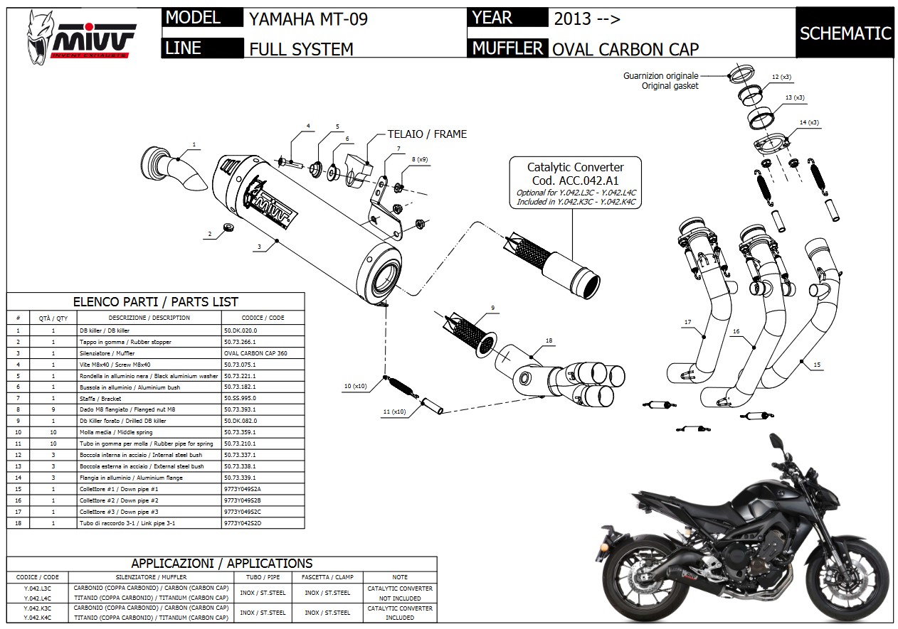 Mivv Oval Titanium Volledig Uitlaatsysteem met E-keur Yamaha MT-09 2013 > 2020