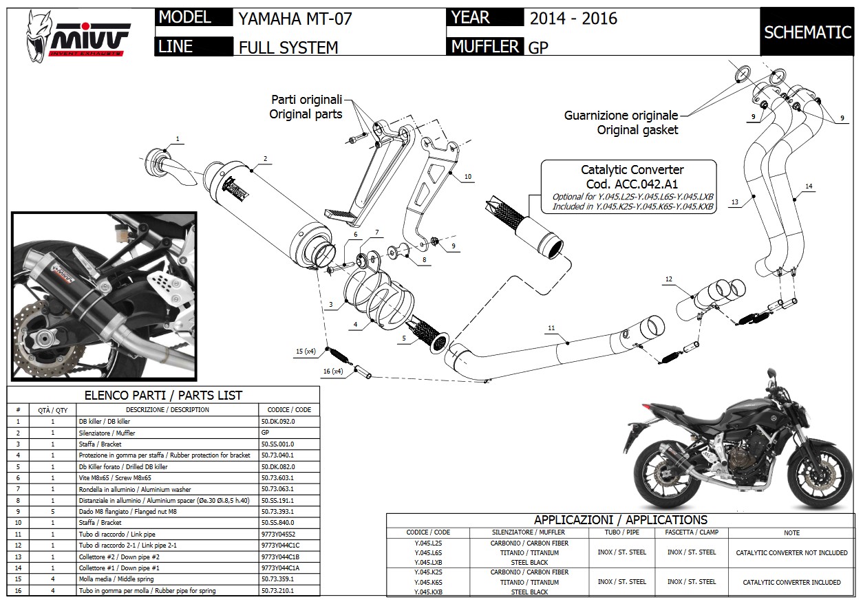 Mivv GP RVS Black Compleet Uitlaatsysteem met E-keur Yamaha MT-07 2014 > 2022