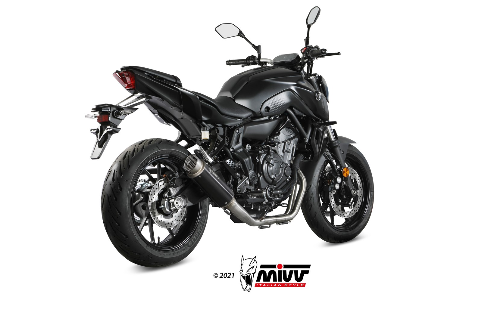 Mivv GP Pro RVS Black High Mount Compleet Uitlaatsysteem met E-keur Yamaha MT-07 2021 > 2023