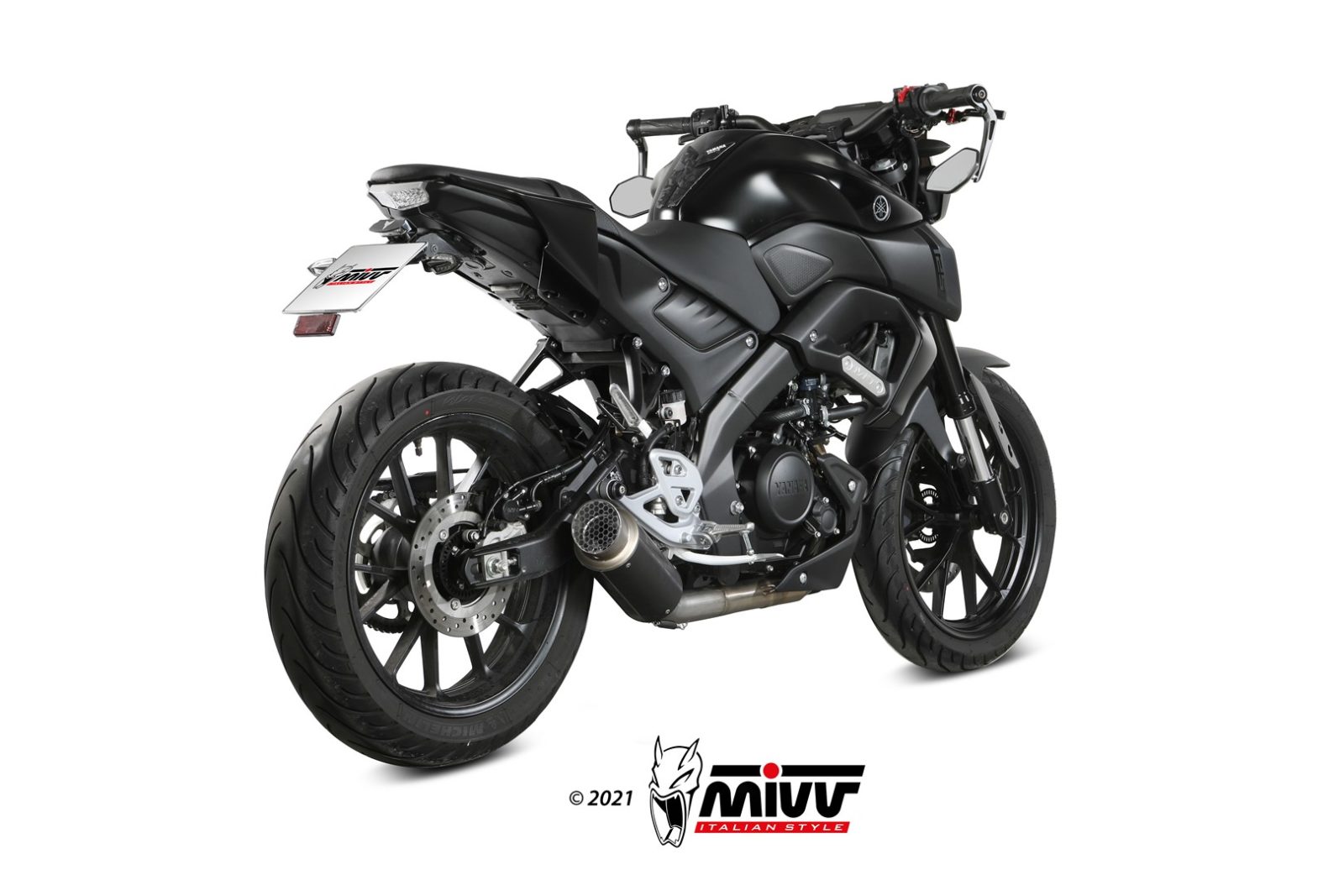 Mivv GP Pro RVS Black Compleet Uitlaatsysteem met E-keur Yamaha MT-125 2020 > 2024
