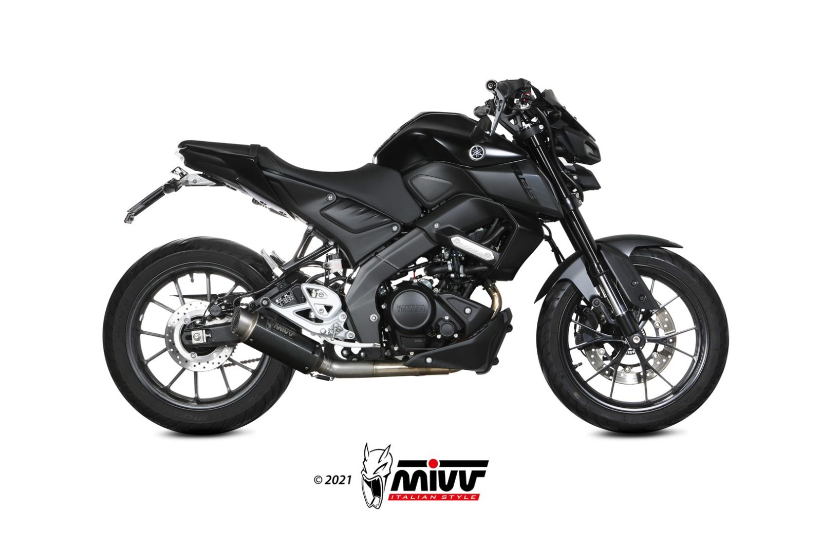 Mivv GP Pro RVS Black Compleet Uitlaatsysteem met E-keur Yamaha MT-125 2020 > 2023