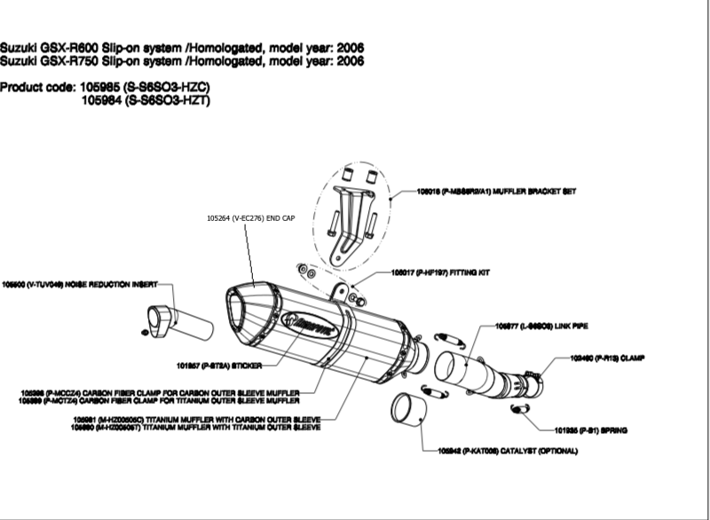 Akrapovic Slip-on Line Carbon Einddemper met E-keur Suzuki GSX 600 R 2006 - 2007