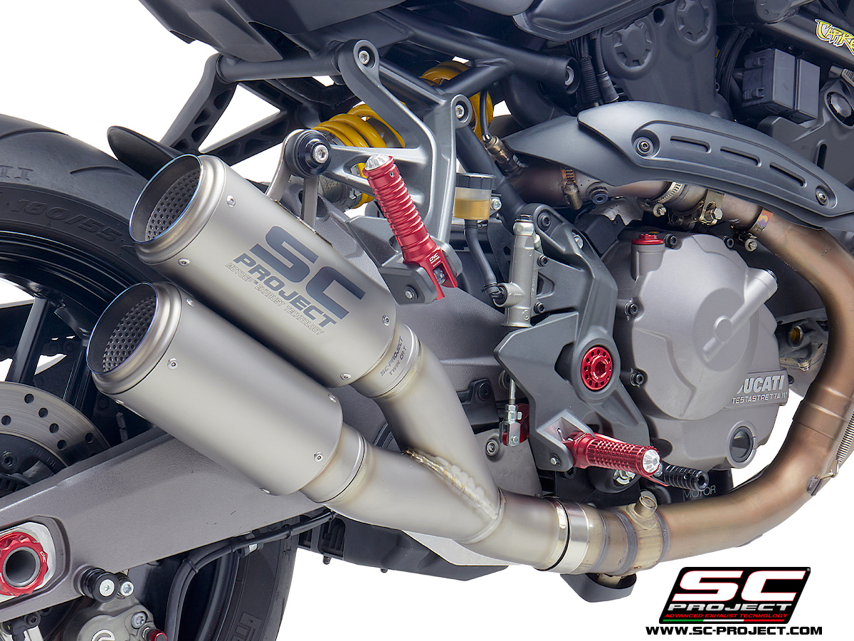 SC-Project CR-T Dual Titanium Einddemper zonder E-keur Ducati Monster 821 2018 - 2020