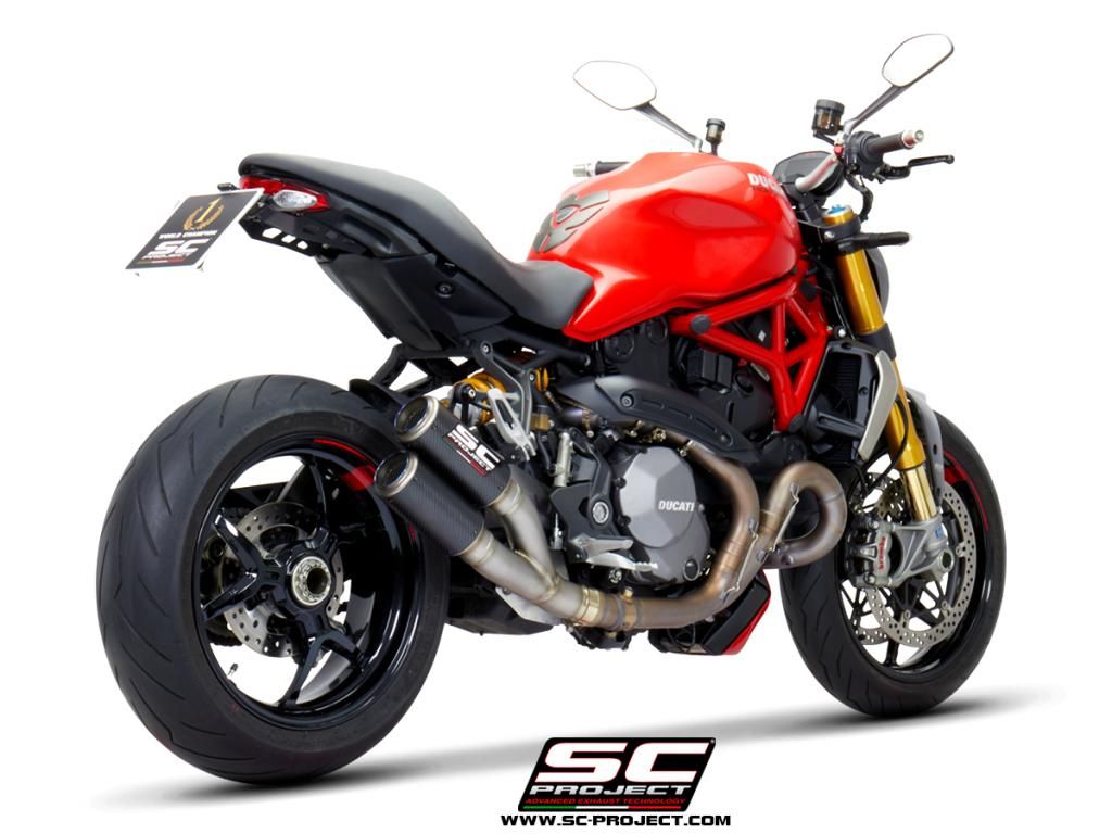 SC-Project CR-T Carbon Double Exit Einddemper zonder E-keur Ducati Monster 1200 / S / R 2017 - 2021