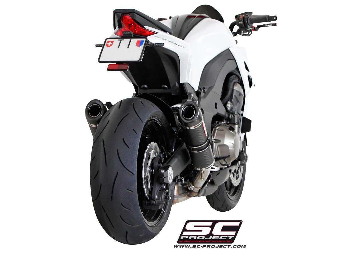 SC Project GP-Tech Carbon Dubbele Slip-on Einddemper Set met E-keur Kawasaki Z1000 2014 > 2016