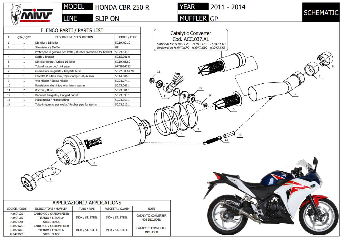 Mivv GP RVS Black Slip-on Einddemper met E-keur Honda CBR 250 R 2011 > 2014